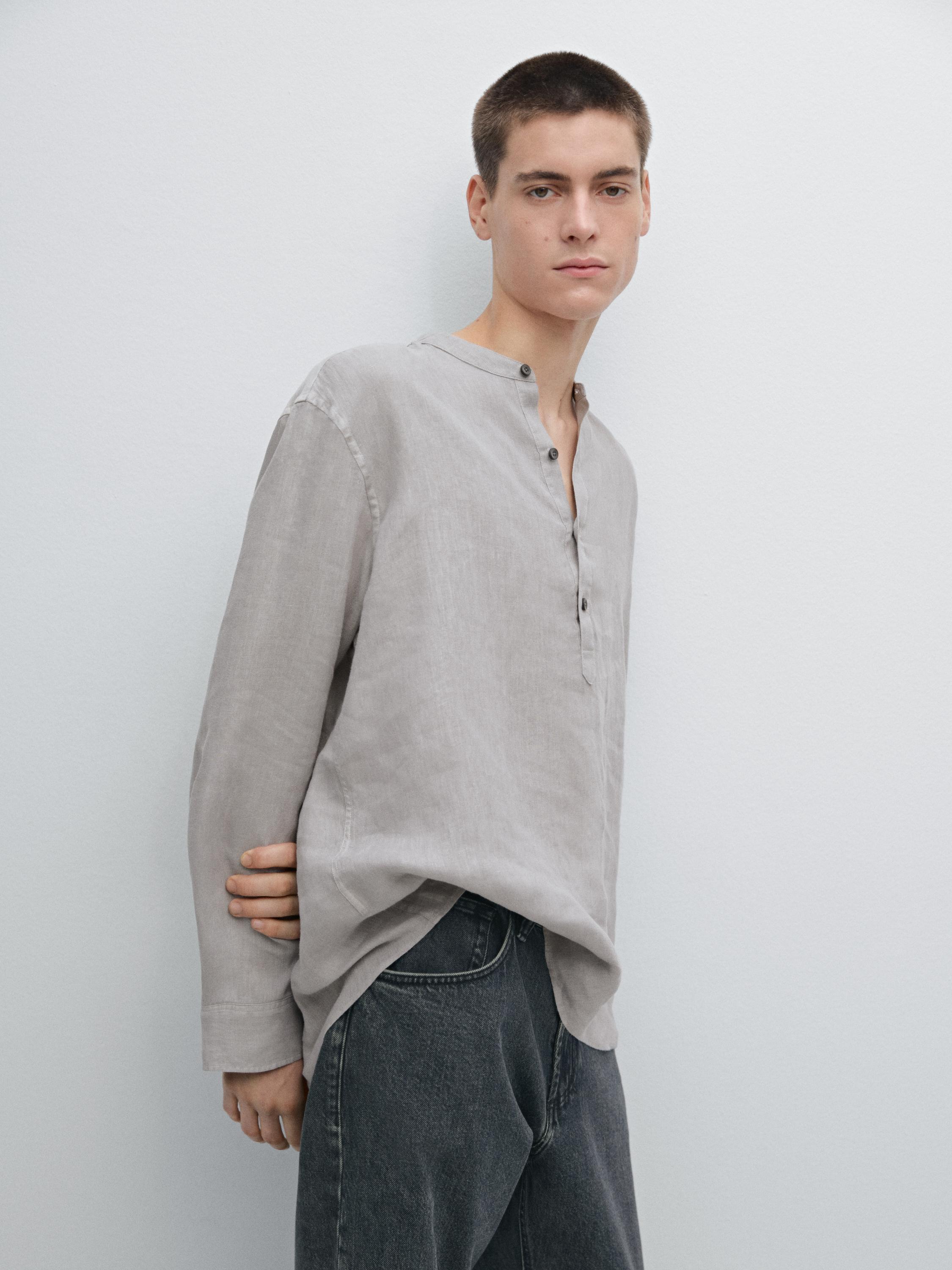 100% linen slim fit shirt